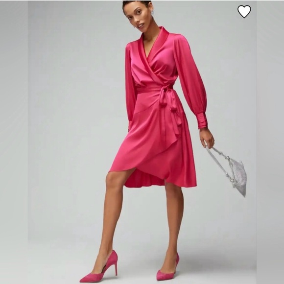 NWT WHBM Fuscia Pink Wrap Dress - Picture 3 of 7